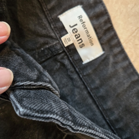 Reformation Black Jeans Sz 29 Belted Hi-rise Relaxed "Cynthia" - Picture 3 of 4